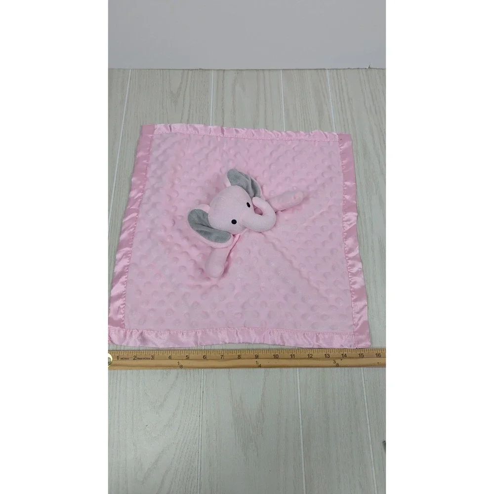 Pro Goleen Elephant Baby Security Blanket Lovey Pink Minky Dot Gray Ears Satin
